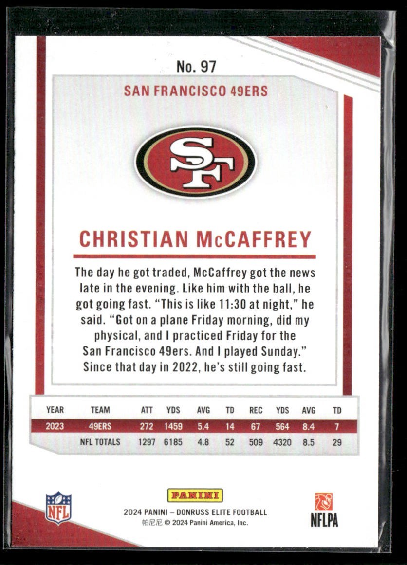 Christian McCaffrey Player Lot Bundle 10 Different Football Cards CM002 back