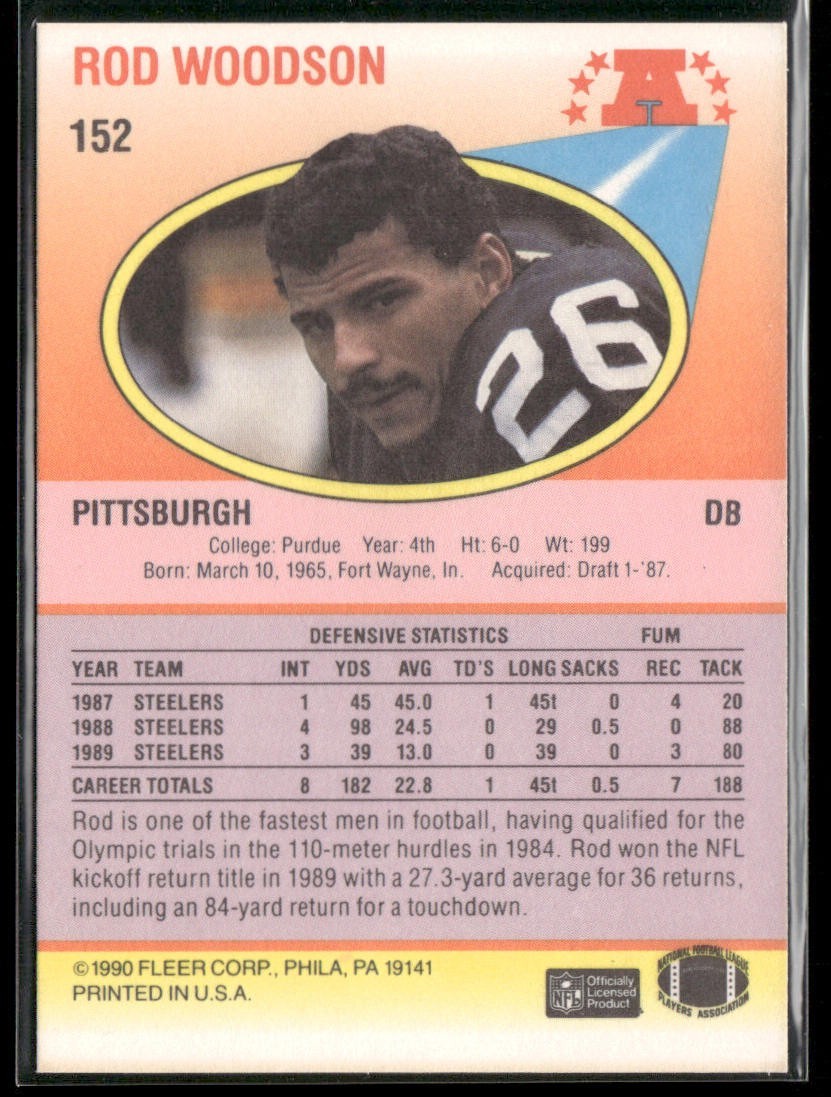 Rod Woodson Player Lot Bundle 10 Different Football Cards RW003 Steelers back