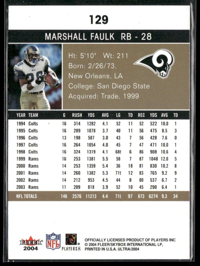 Marshall Faulk Player Lot Bundle 10 Different Football Cards MF002 2 RC back