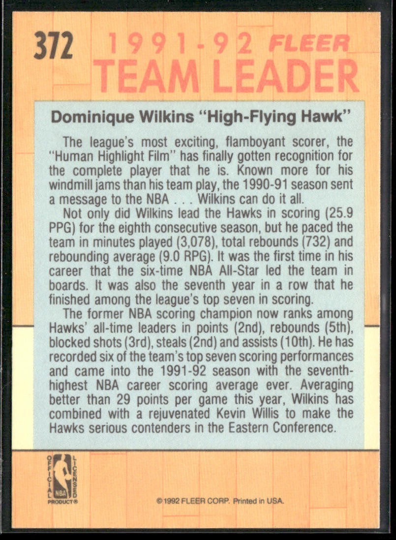 Dominique Wilkins Player Lot Bundle 10 Basketball Cards DW004 Hawks back