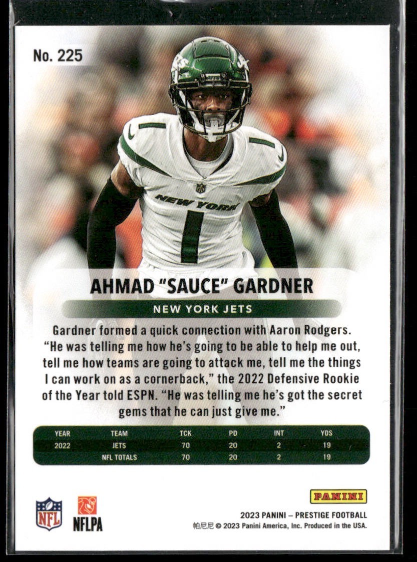 Ahmad Sauce Gardner Player Lot Bundle 10 Different Football Cards AG001 Jets 4RC back