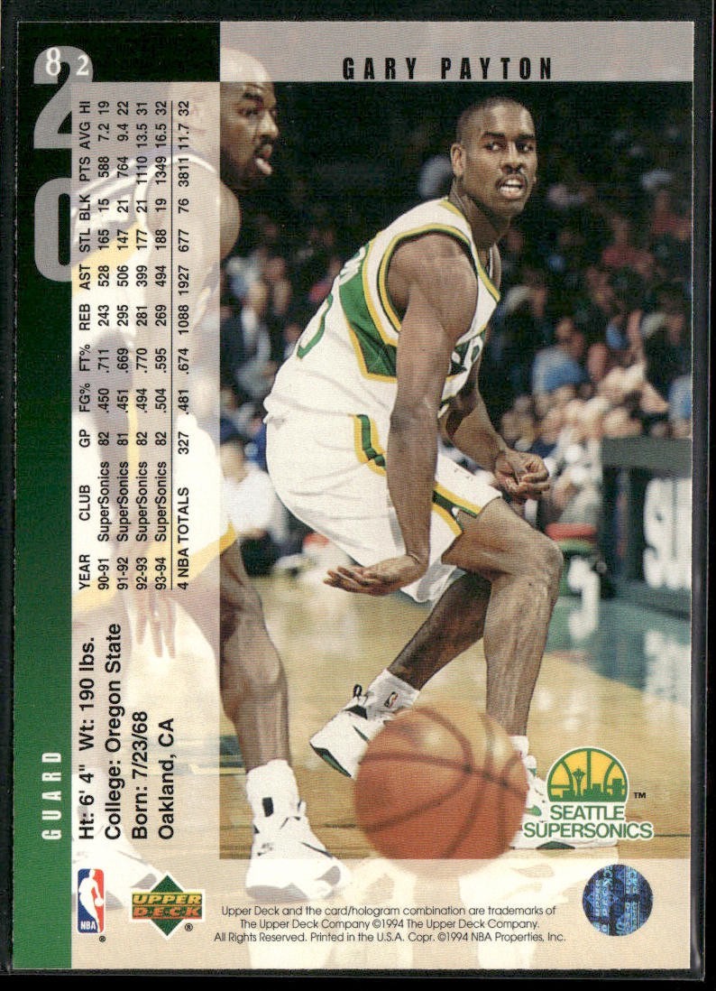 Gary Payton Player Lot Bundle 10 Basketball Cards GP002 Supersonics back