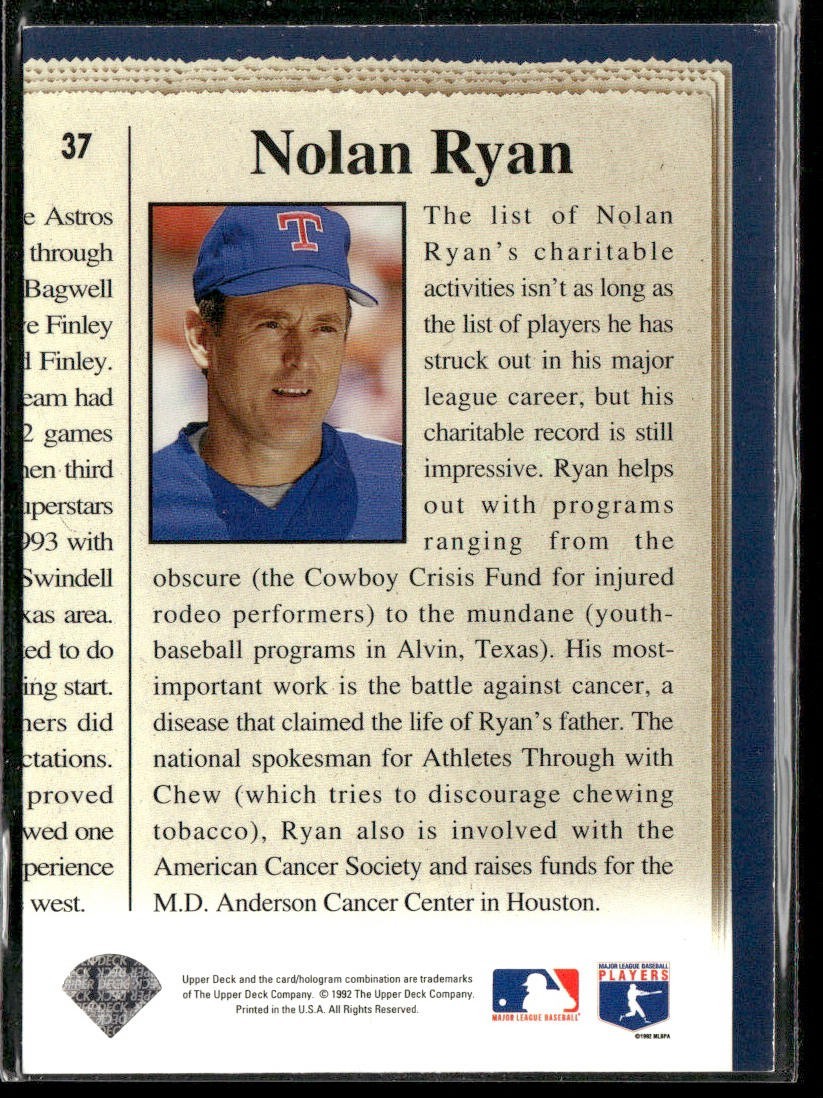 Nolan Ryan Player Lot Bundle 10 Different Baseball Cards NR002 Rangers back