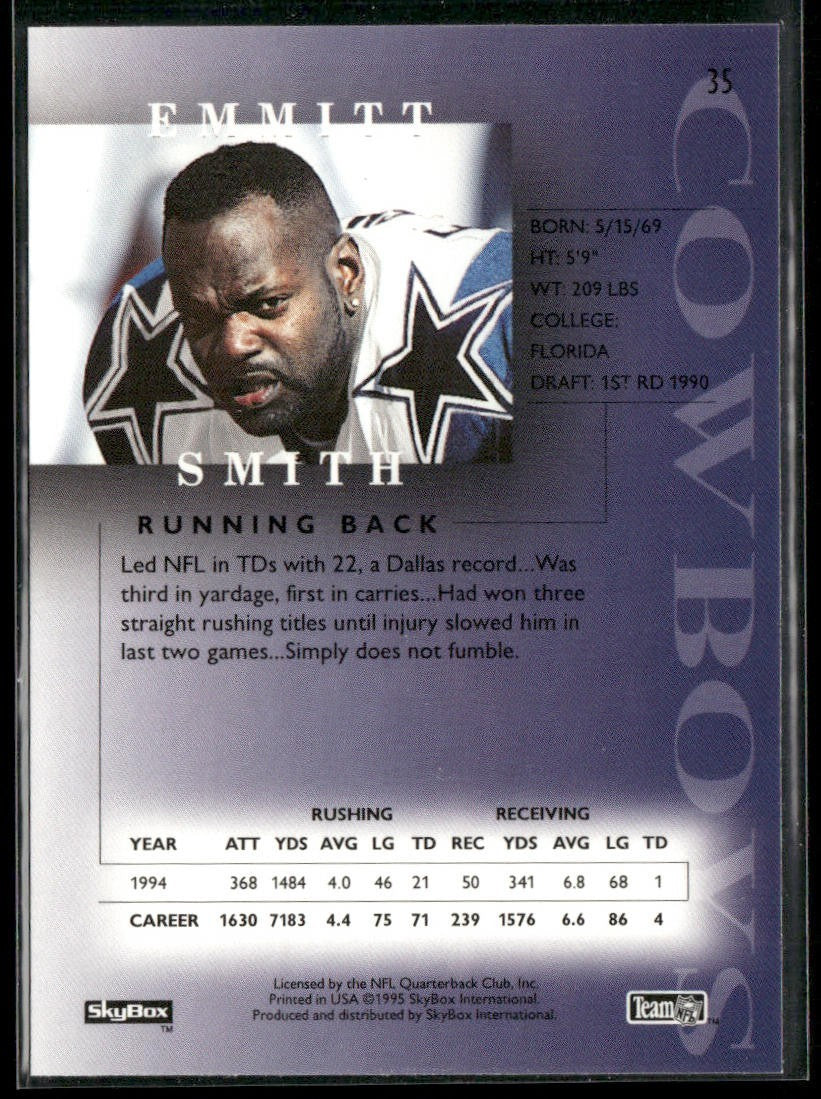 Emmitt Smith Player Lot Bundle 10 Different Football Cards ES007 Cowboys back
