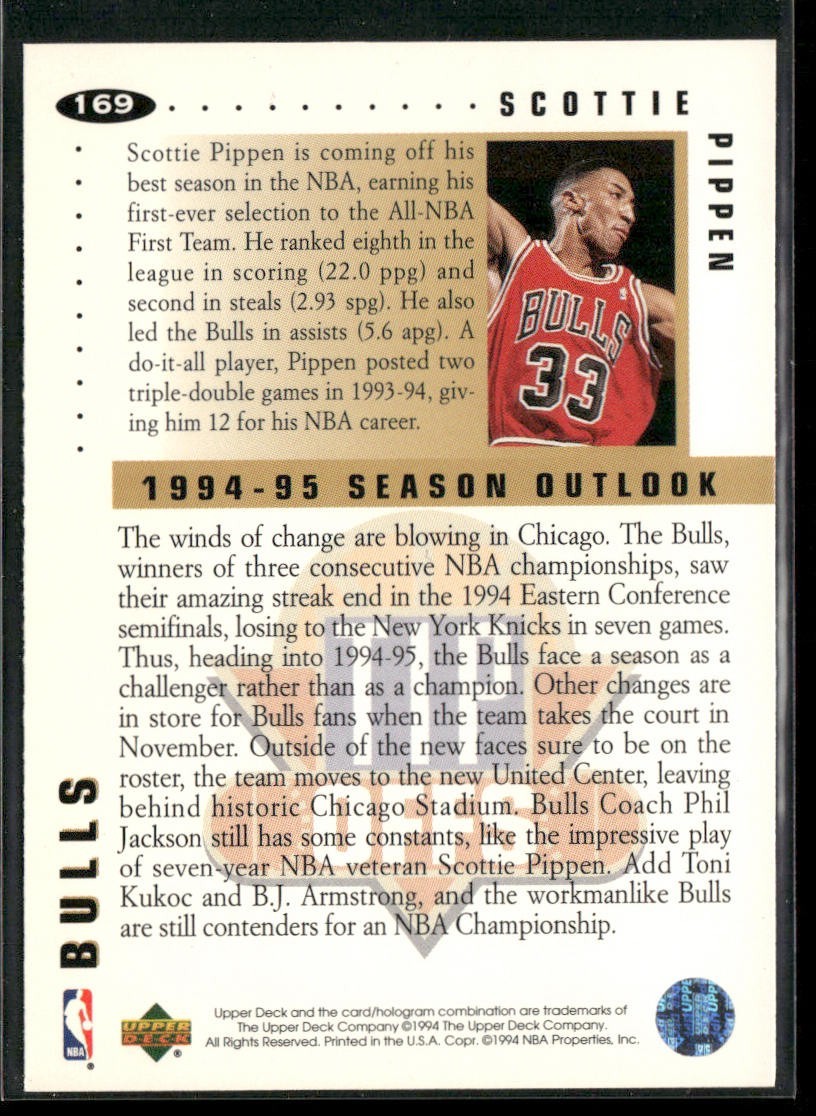 Scottie Pippen Player Lot Bundle 10 Basketball Cards SP004 Chicago Bulls back