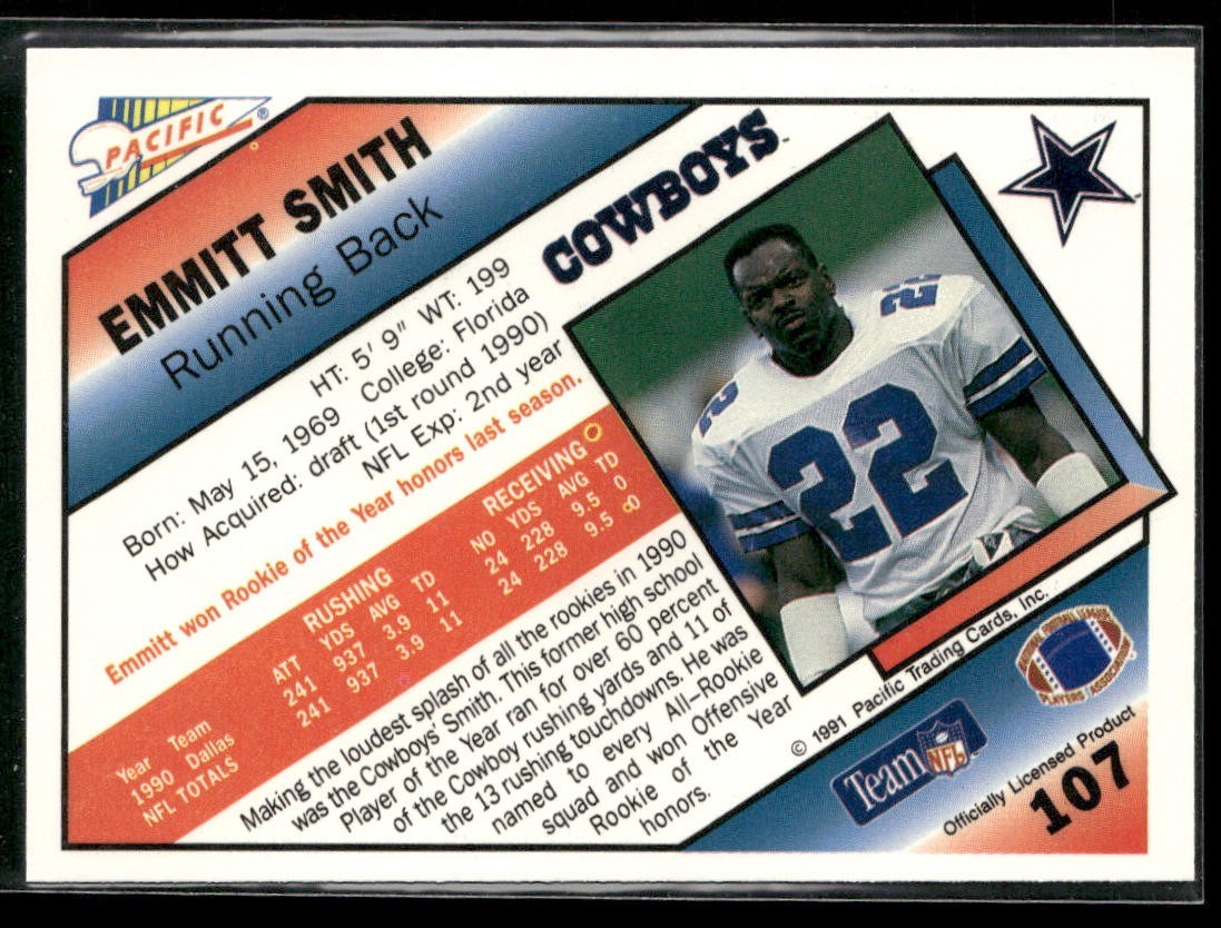 Emmitt Smith Player Lot Bundle 10 Different Football Cards ES002 Cowboys back