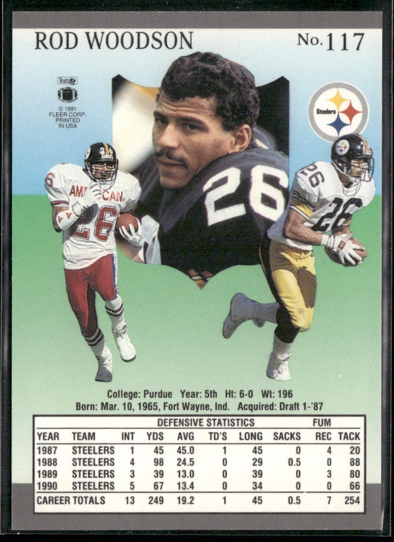 Rod Woodson Player Lot Bundle 10 Different Football Cards RW003 Steelers back