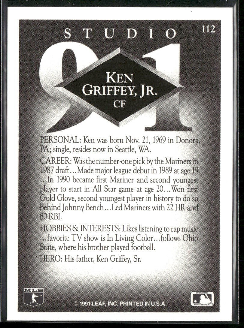 Ken Griffey Jr. Player Lot Bundle 10 Different Baseball Cards KGJ002 Mariners back