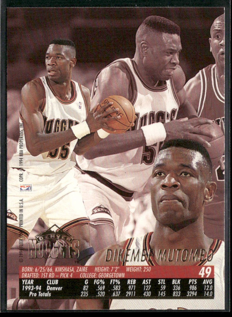 Dikembe Mutombo Player Lot Bundle 10 Basketball Cards DM004 Nuggets Hawks back