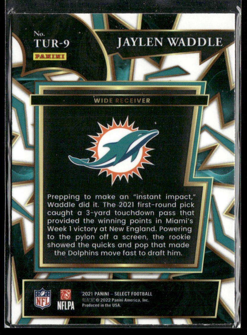 Jaylen Waddle Player Lot Bundle 10 Different Football Cards JW003 Dolphins 2 RC back