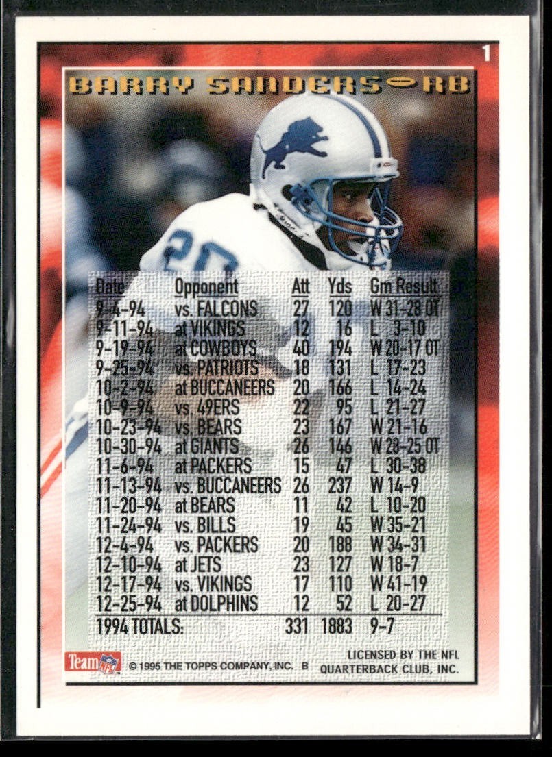 Barry Sanders Player Lot Bundle 10 Different Football Cards BS006 Lions back