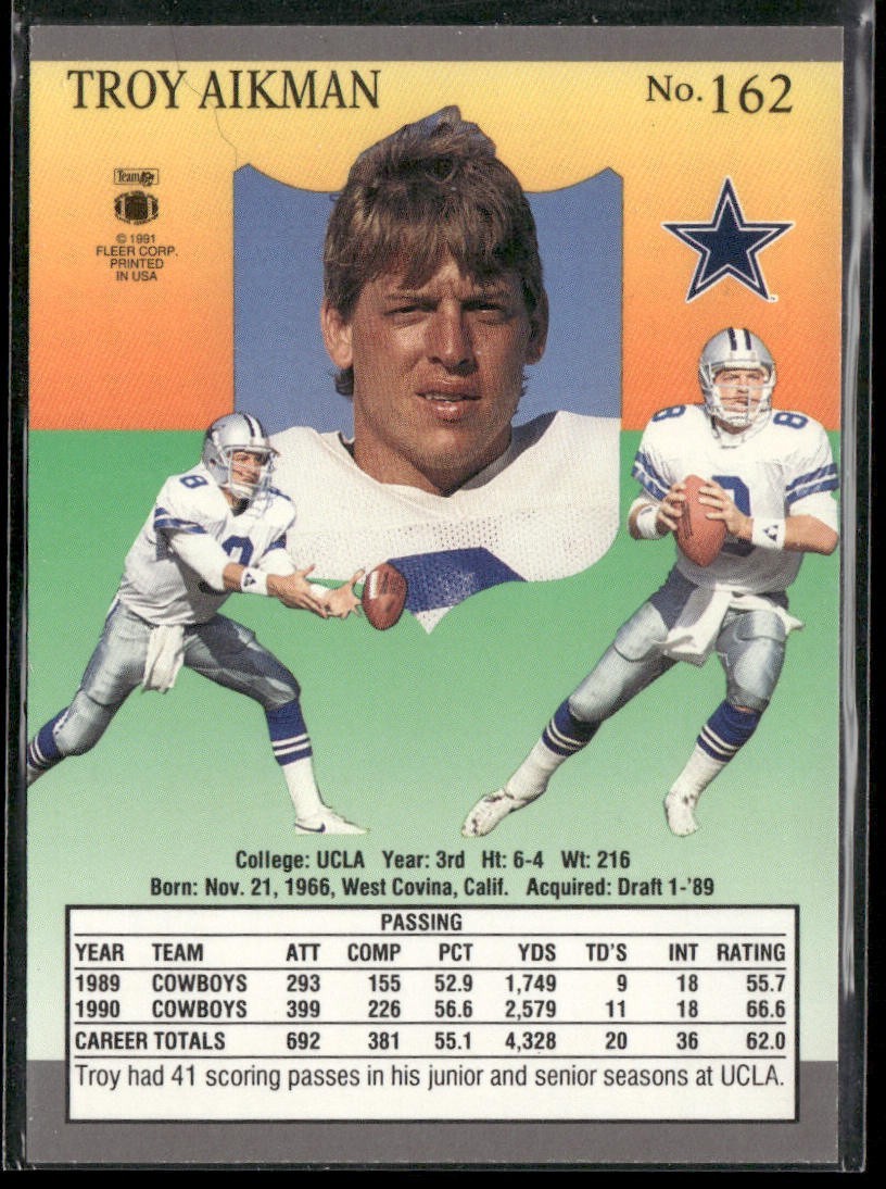 Troy Aikman Player Lot Bundle 10 Different Football Cards TA009 Cowboys back