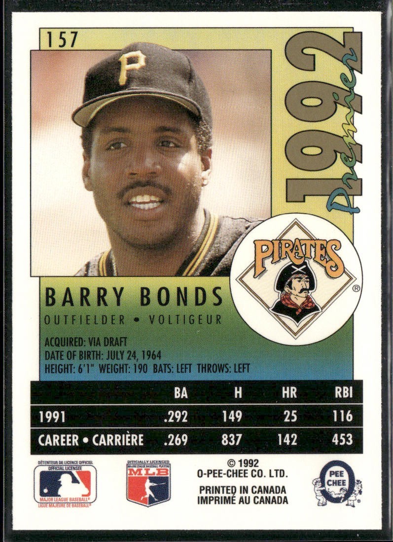 Barry Bonds Player Lot Bundle 10 Different Baseball Cards BB002 Giants Pirates back