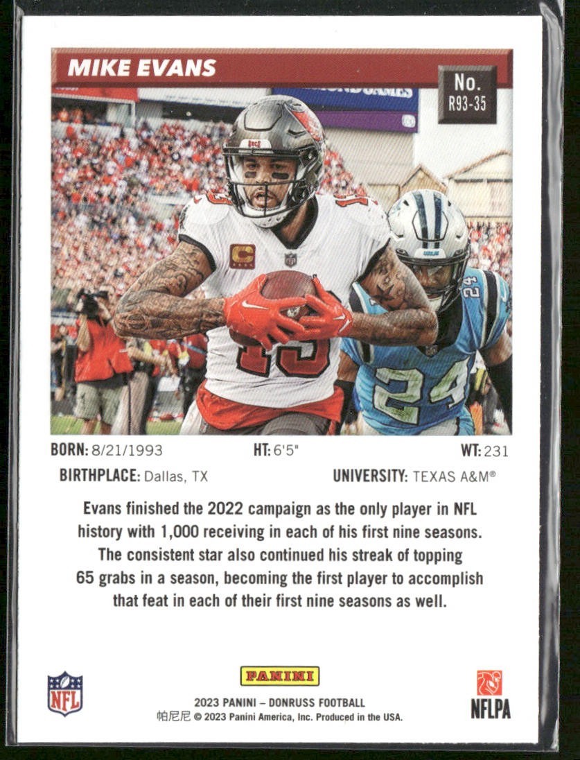 Mike Evans Player Lot Bundle 10 Different Football Cards ME001 Buccaneers back