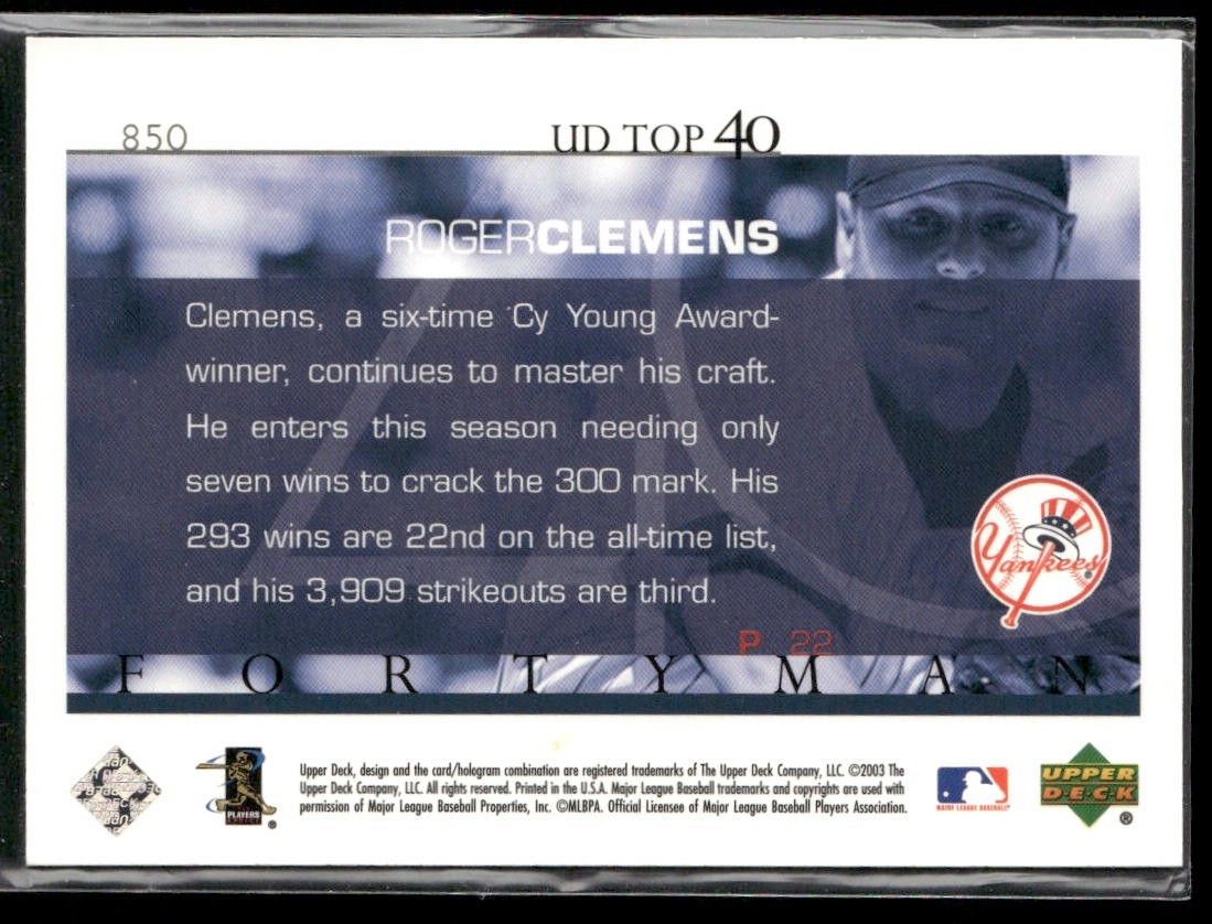 Roger Clemens Lot Bundle 10 Different Baseball Cards RC001 Red Sox Yankees back