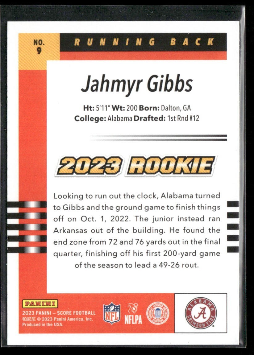 Jahmyr Gibbs Player Lot Bundle 10 Different Football Cards JG001 Lions 6 RC back