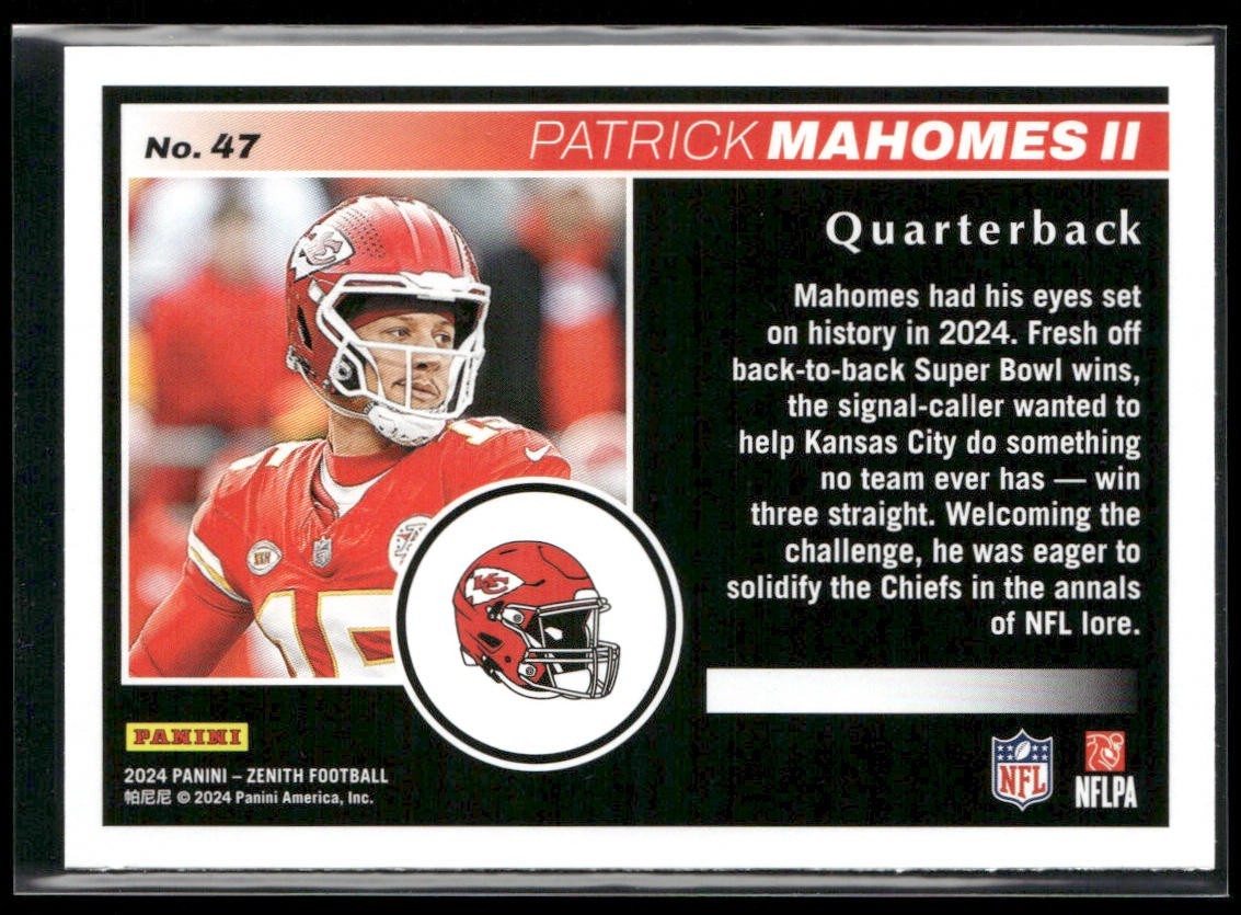 Patrick Mahomes II Player Lot Bundle 10 Different Football Cards PM001 Chiefs back