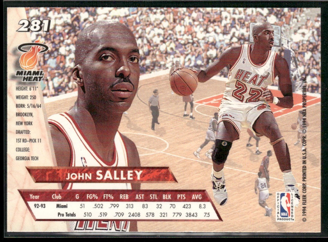 John Salley Player Lot Bundle 10 Basketball Cards JS002 Heat Pistons back