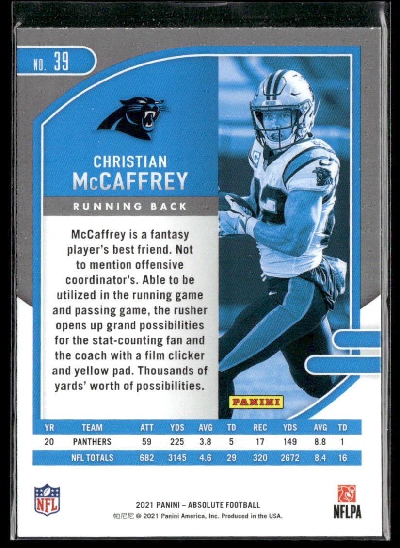 Christian McCaffrey Player Lot Bundle 10 Different Football Cards CM002 back