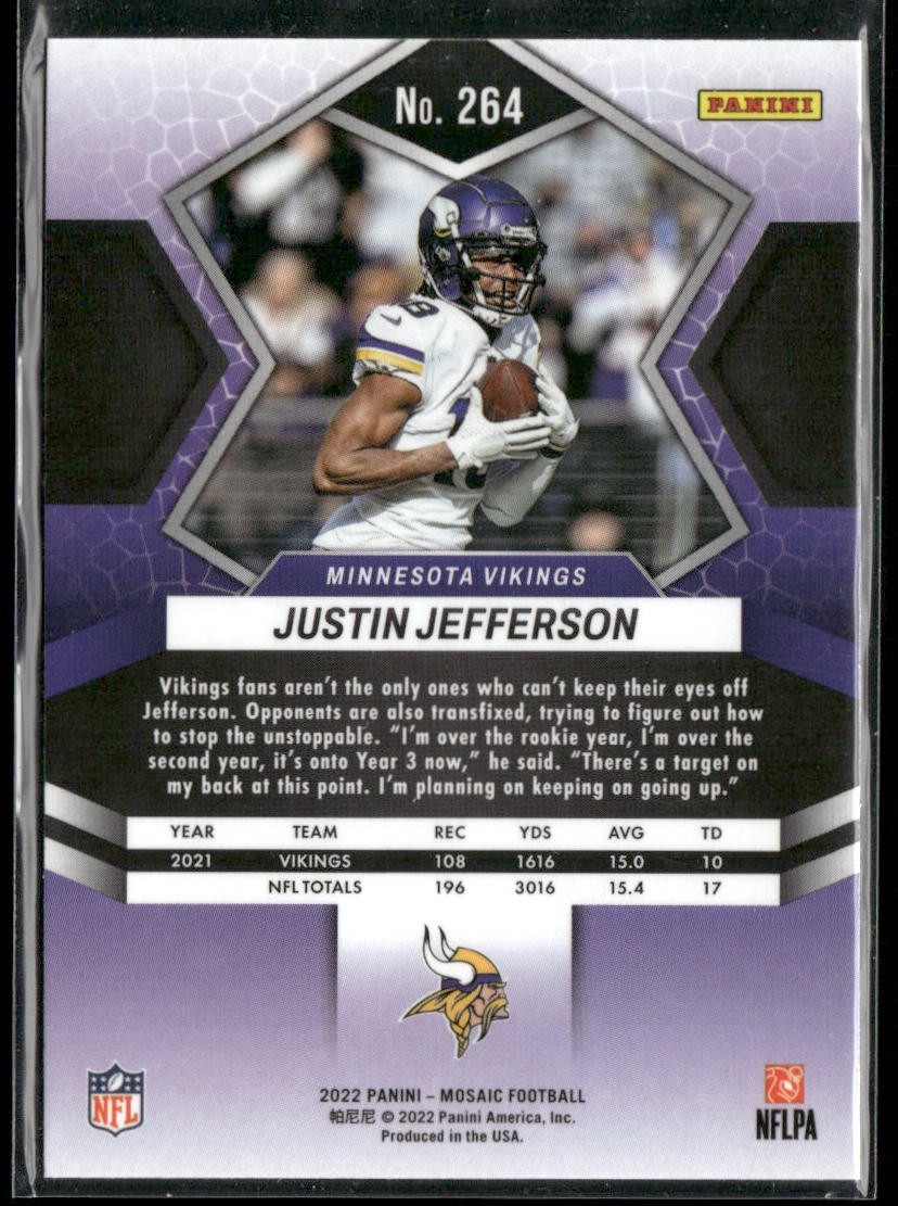Justin Jefferson Player Lot Bundle 10 Different Football Cards JJ002 Vikings back