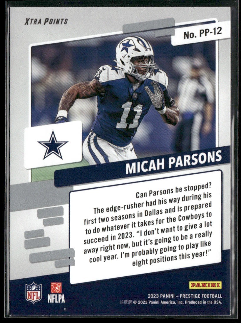 Micah Parsons Player Lot Bundle 10 Different Football Cards MP002 Cowboys 2 RC back