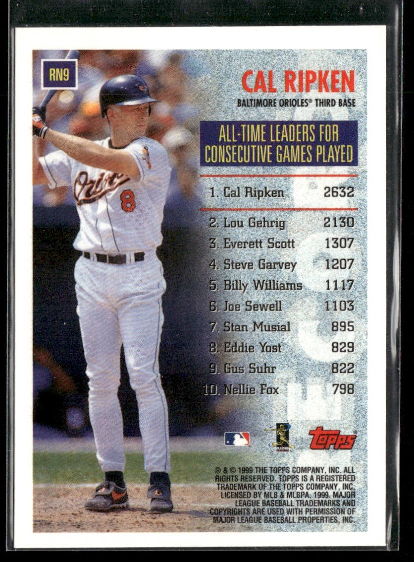 Cal Ripken Jr. Player Lot Bundle 10 Different Baseball Cards CRJ001 Orioles back