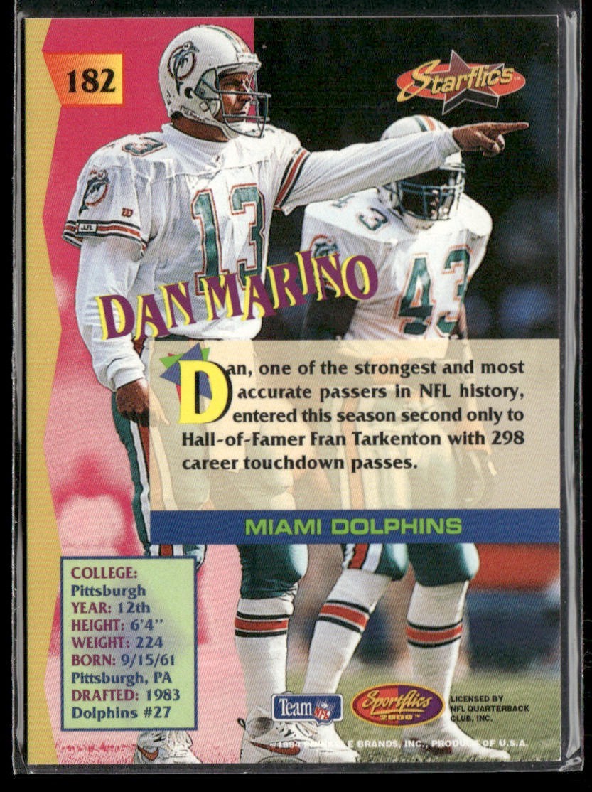 Dan Marino Player Lot Bundle 10 Different Football Cards DM007 Dolphins back