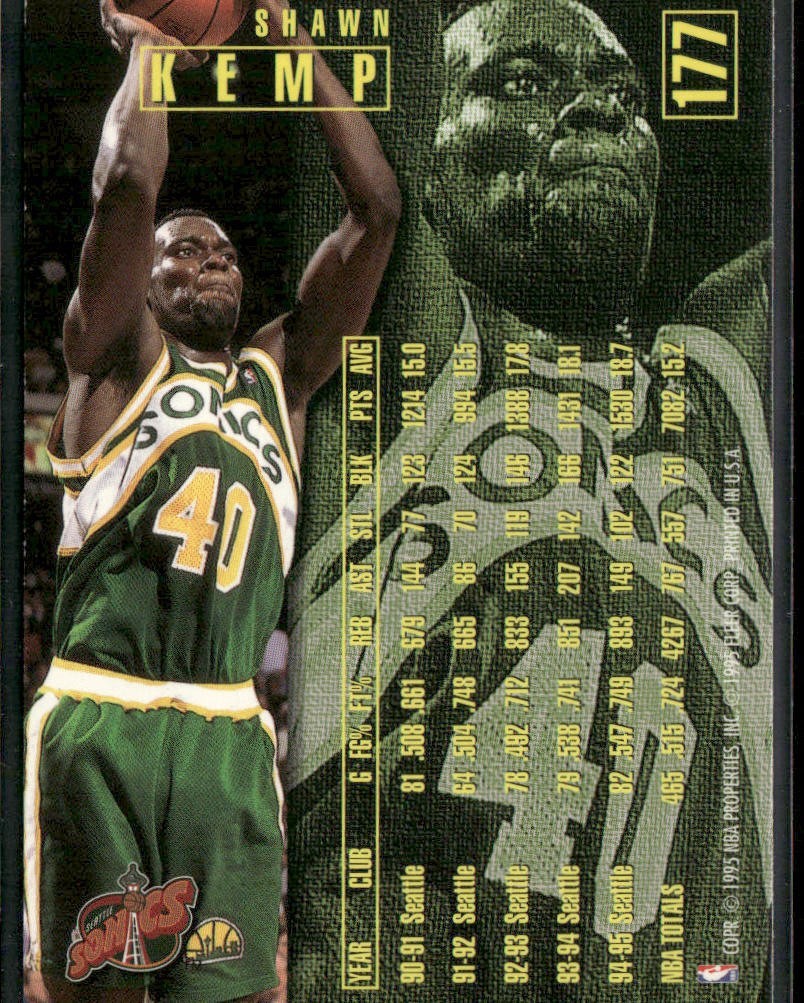 Shawn Kemp Player Lot Bundle 10 Basketball Cards SK004 Supersonics Cavs back