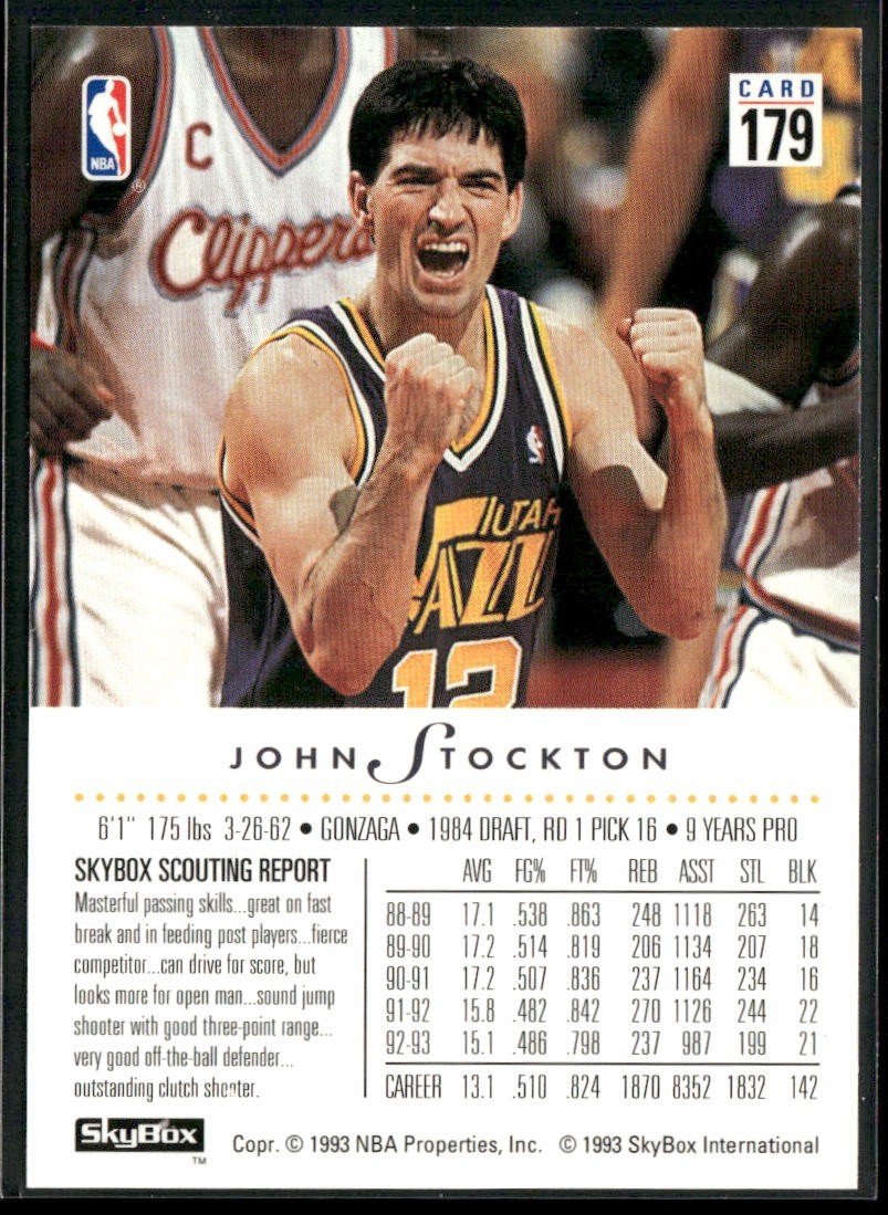 John Stockton Player Lot Bundle 10 Basketball Cards JS003 Utah Jazz back