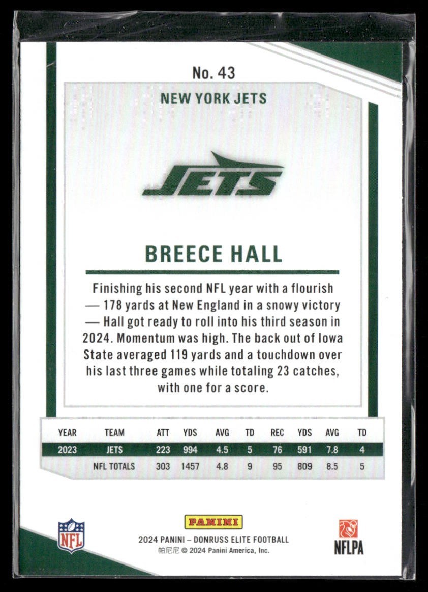 Breece Hall Player Lot Bundle 10 Different Football Cards BH001 Jets 4 RC back