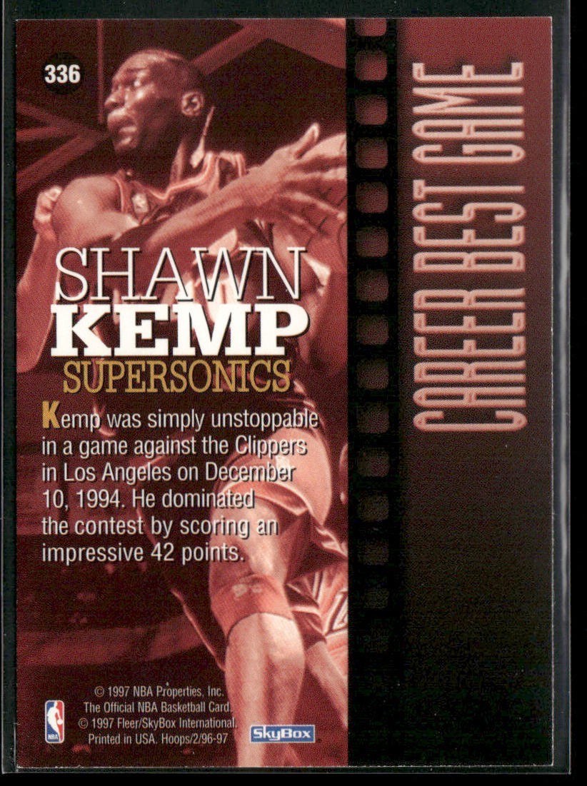 Shawn Kemp Player Lot Bundle 10 Basketball Cards SK002 Supersonics Cavs back