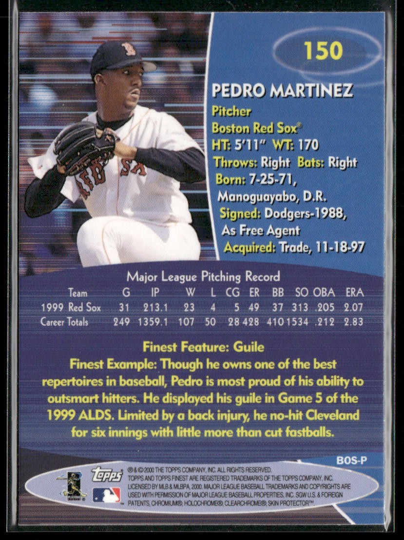Pedro Martinez Player Lot Bundle 10 Different Baseball Cards PM001 Red Sox back