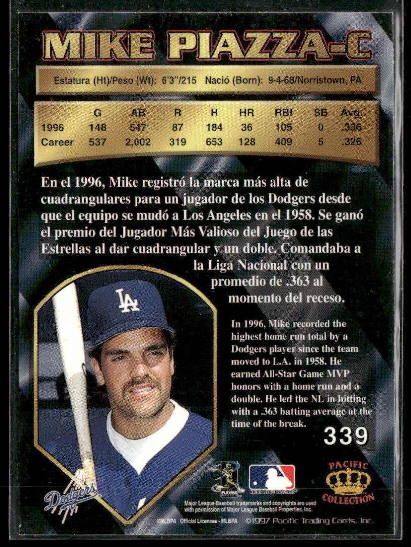 Mike Piazza Player Lot Bundle 10 Different Baseball Cards MP001 Dodgers Mets back