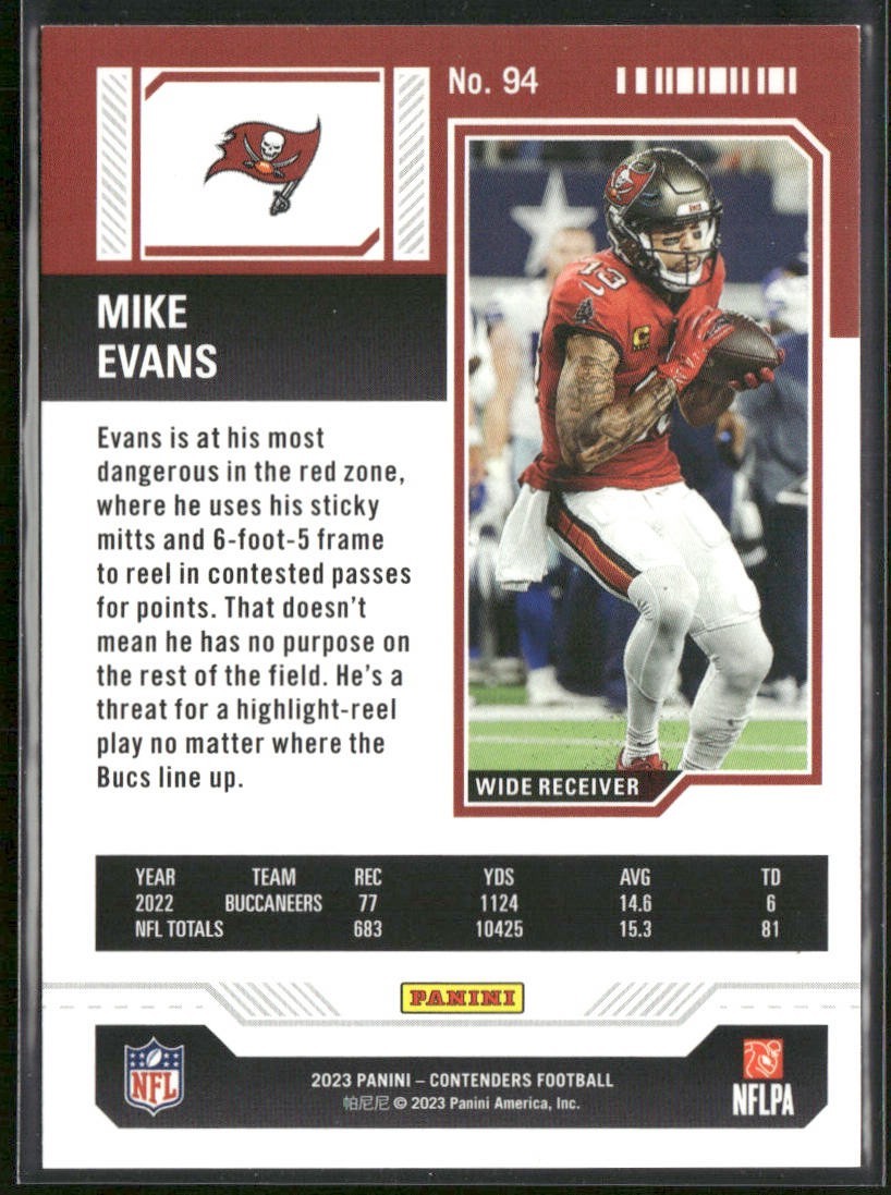 Mike Evans Player Lot Bundle 10 Different Football Cards ME001 Buccaneers back
