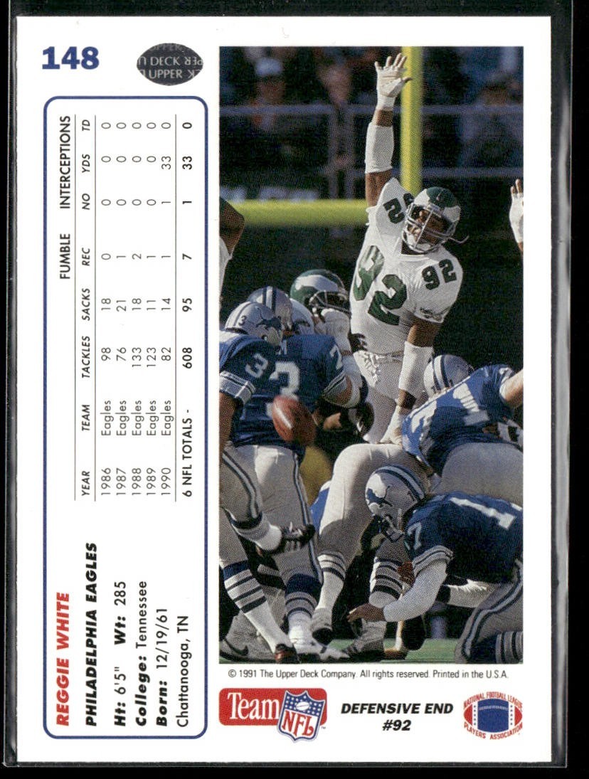 Reggie White Player Lot Bundle 10 Different Football Cards RW002 Eagles Packers back