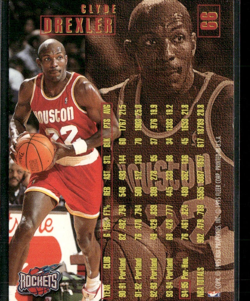 Clyde "The Glide" Drexler Player Lot Bundle 10 Basketball Cards CD001 Portland back