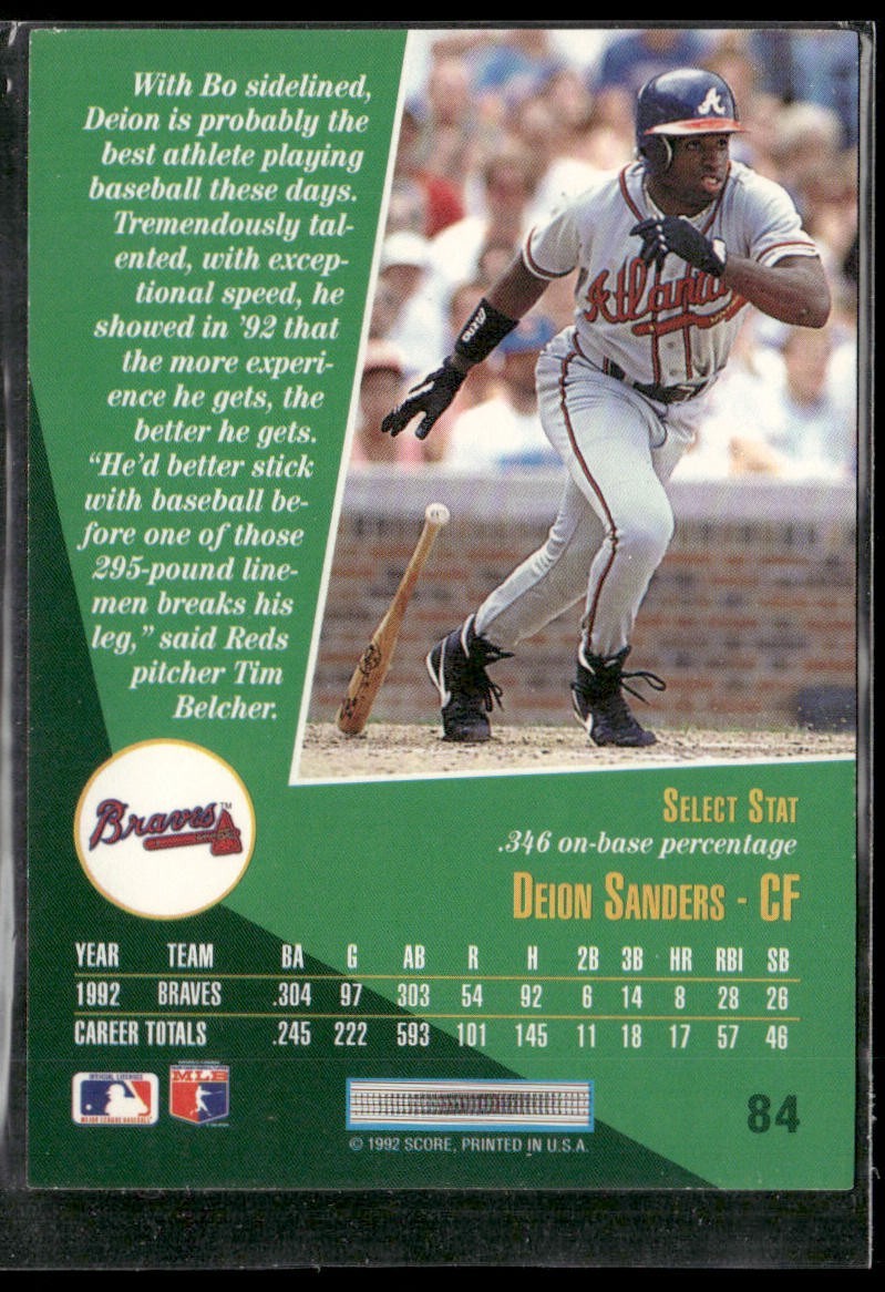 Deion Sanders Player Lot Bundle 10 Different Baseball Cards DS001 Yankees Braves back