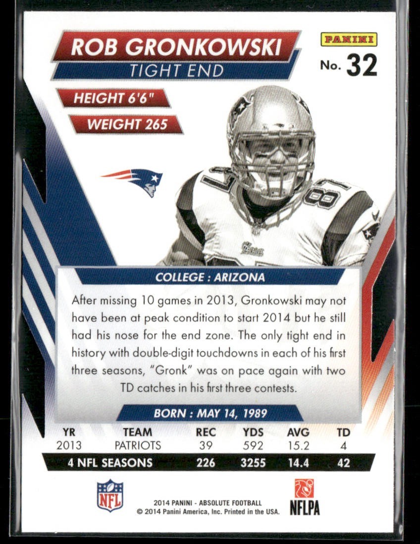Rob Gronkowski Player Lot Bundle 10 Different Football Cards RG002 back