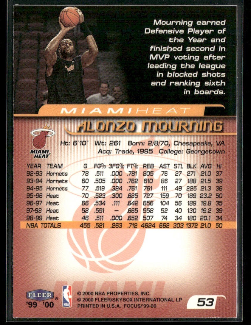 Alonzo Mourning Player Lot Bundle 10 Different Basketball Cards AM003 Heat back