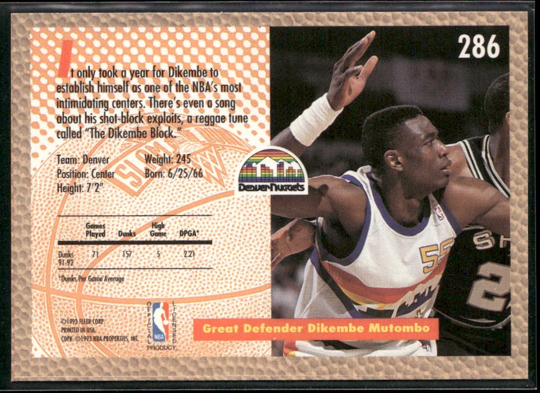 Dikembe Mutombo Player Lot Bundle 10 Basketball Cards DM005 Nuggets Hawks back