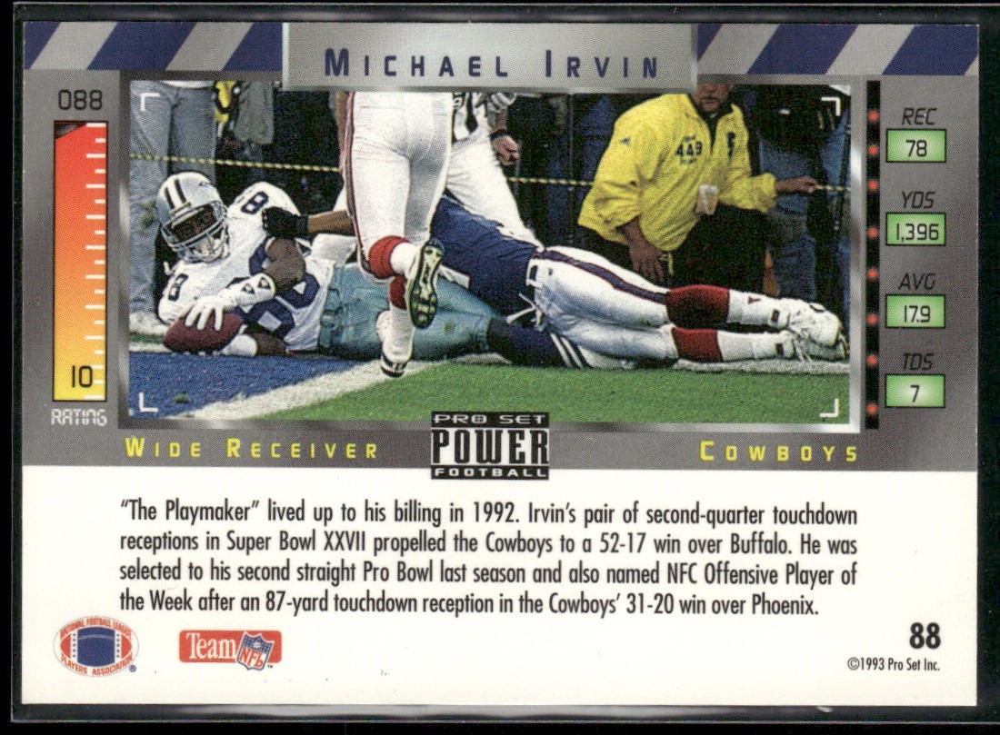 Michael Irvin Player Lot Bundle 10 Different Football Cards MI008 Cowboys back