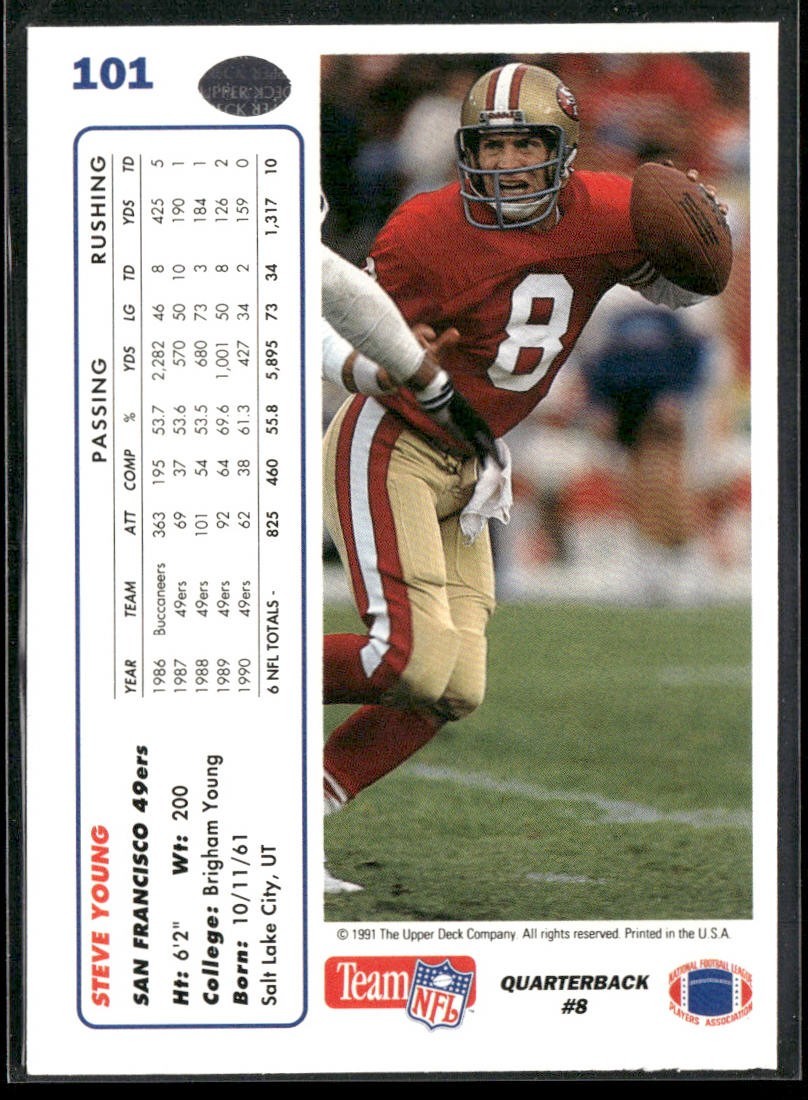 Steve Young Player Lot Bundle 10 Different Football Cards SY004 49ers back