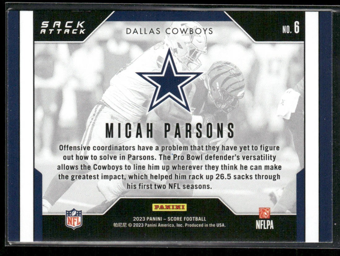 Micah Parsons Player Lot Bundle 10 Different Football Cards MP001 Cowboys back
