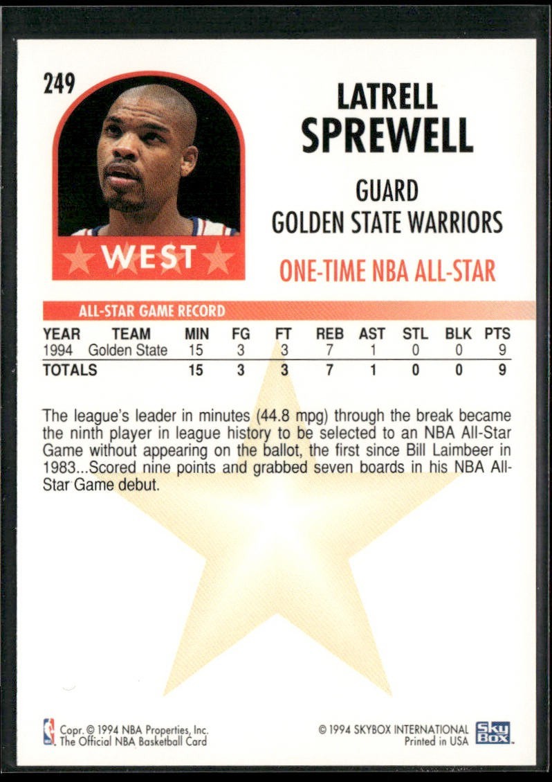 Latrell Sprewell Player Lot Bundle 10 Basketball Cards LS002 Warriors Knicks back