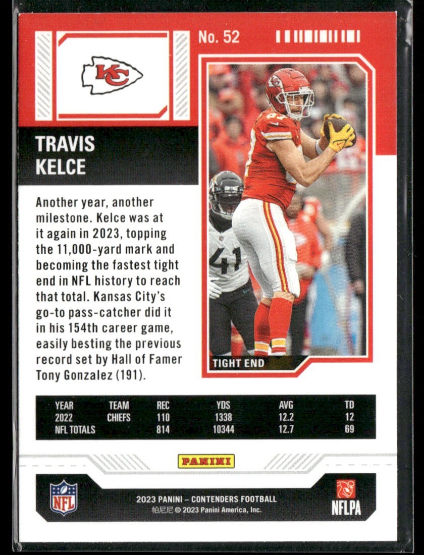 Travis Kelce Player Lot Bundle 10 Different Football Cards TK001 Chiefs back