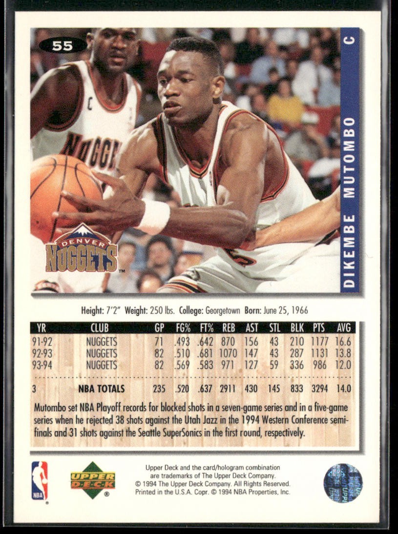 Dikembe Mutombo Player Lot Bundle 10 Basketball Cards DM001 1 RC back