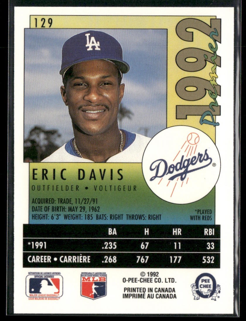 Eric Davis Player Lot Bundle 10 Different Baseball Cards ED001 Reds back