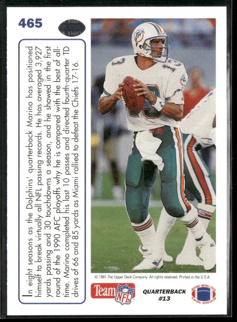 Dan Marino Player Lot Bundle 10 Different Football Cards DM004 Dolphins back