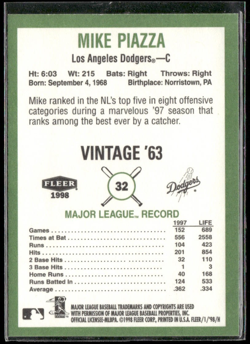 Mike Piazza Player Lot Bundle 10 Different Baseball Cards MP003 Dodgers Mets back