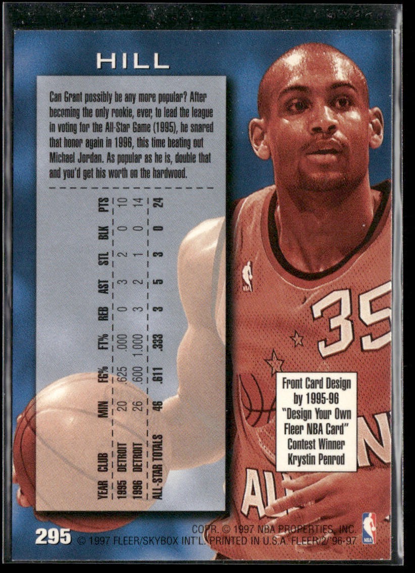 Grant Hill Player Lot Bundle 10 Basketball Cards GH002 Pistons 1 RC back